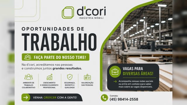 D’cori Indústria Móbili abre oportunidades para novos profissionais